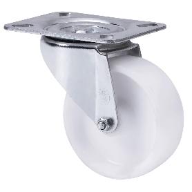 RUEDA GIRATORA PLACA 10TVC125-TNB NYLON BLANCO EJE BOLAS