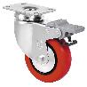 RUEDA GIRATORA PLACA FRENO 10BHFD100CP-PPI POLIAMIX-POLIUR.ROJO EJE LISO