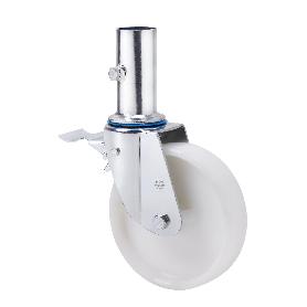 RUEDA GIRATORA ANDAMIO FRENO 12TVAFD200-TN NYLON BLANCO EJE LISO