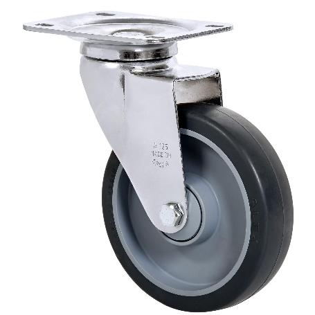 RUEDA GIRATORA PLACA CROMADA 10A100CP-PGAISB GOMA GRIS EJE BOLAS