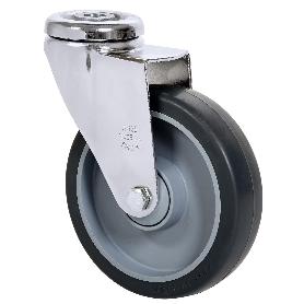 RUEDA GIRATORA AGUJERO M12 CROMADA 20A100CP-PGAISB GOMA GRIS EJE BOLAS