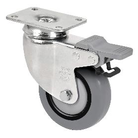 RUEDA GIRATORA PLACA FRENO 10BHFD80CP-PGISB POLIAMIX-GOMA GRIS EJE BOLAS