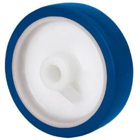 RUEDA POA80-12-40 NUCLEO POLIAMIX BLANCO Y BANDA POLIUR.AZUL LISO