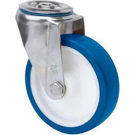 RUEDA GIRATORA AGUJERO M12 INOX.20ZVI100-POA POLIAMIX BLANCO-POLIUR.AZUL LISO