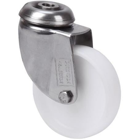 RUEDA GIRATORA AGUJERO M10 INOX.20BHI80-SL PLASTICO BLANCO EJE LISO