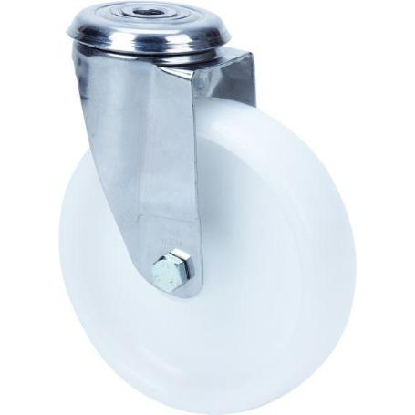 RUEDA GIRATORA AGUJERO M12 INOX.20ZLI80-UT POLIAMIX BLANCO EJE LISO