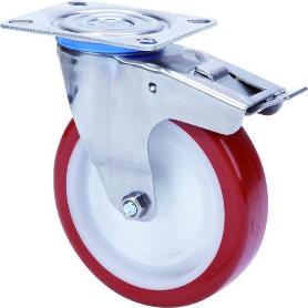 RUEDA GIRATORA PLACA FR.INOX.10ZLIFD125-POL POLIAMIX BLANC-POLIUR.MARRON LISO