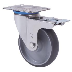 RUEDA GIRATORA PLACA FR.INOX.10ZVLIFD100-PGZR POLIAMIX-GOMA GRIS INYECT.RODIL