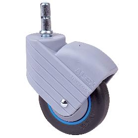 RUEDA GIRATORA ESPIGA LISA M11X30 AZUL 30HP100CP-PLGI POLIAMIX-GOMA NEGR.LISO