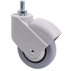 RUEDA GIRATORA ESPIGA ROSC.M10X20 GRIS 50HP80CP-PGI POLIAMIX-GOMA GRIS LISO