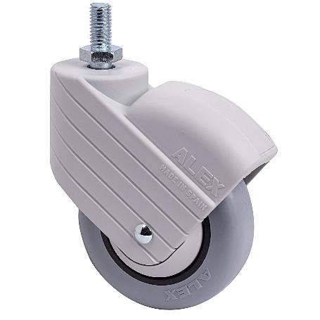 RUEDA GIRATORA ESPIGA ROSC.M10X20 GRIS 50HP80CP-PGI POLIAMIX-GOMA GRIS LISO