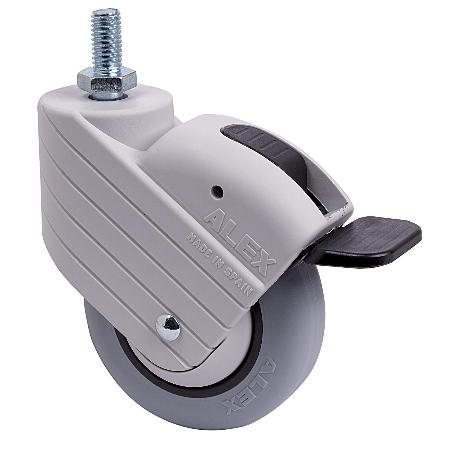 RUEDA GIRATORA ESP.ROSC.M10X20 FR.GRIS 50HPFN80CP-PGI POLIAMIX-GOMA GRIS LISO