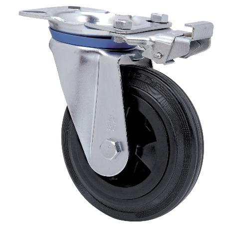RUEDA GIRATORA PLACA MEC.DIR.10ZVMD160-PSN POLIAMIX-GOMA NEGRA EJE LISO