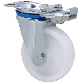 RUEDA GIRATORA PLACA MEC.DIR.10ZVMD150-UT POLIAMIX BLANCO EJE LISO