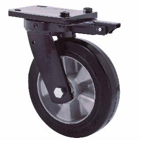 RUEDA GIRATORA PLACA MEC.DIR.10HLBMD250E-DEB ALUM.-GOMA NEGRA ELASTICA BOLAS