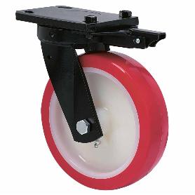 RUEDA GIRATORA PLACA MEC.DIR.10HLBMD200-POB NYLON BLANCO-POLIUR.ROJO BOLAS