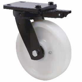 RUEDA GIRATORA PLACA MEC.DIR.10HLBMD250E-FT NYLON BLANCO EXTRAFUERTE EJE LISO