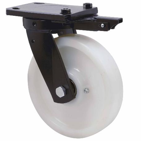 RUEDA GIRATORA PLACA MEC.DIR.10HLBMD250H-FT NYLON BLANCO EXTRAFUERTE EJE LISO