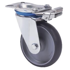 RUEDA GIRATORA MEC.DIR.10ZVMD200-PGZN POLIAMIX-GOMA GRIS INYECT.EJE LISO