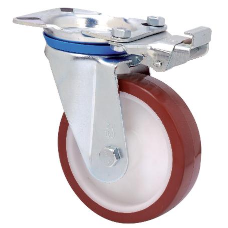 RUEDA GIRATORA PLACA MEC.DIR.10ZVMD150-POLR POLIAMIX BLANCO-POLIUR.MARRON ROD