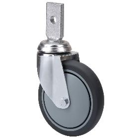 RUEDA GIRATORA ESPIGA PLANA 32BM100CP-PGAISB GOMA GRIS EJE BOLAS