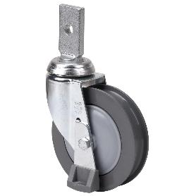 RUEDA GIRATORA ESPIGA PLANA C/PATAS 32MM125-MEB POLIUR.GRIS ACANALADA BOLAS