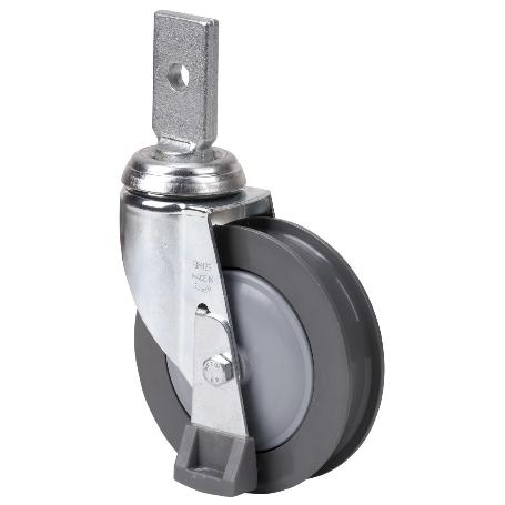 RUEDA GIRATORA ESPIGA PLANA C/PATAS 32MM125-MEB POLIUR.GRIS ACANALADA BOLAS