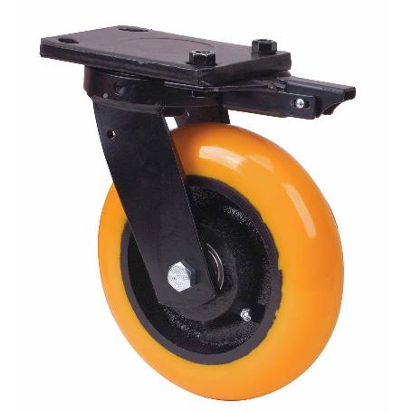 RUEDA GIRATORA PLACA MEC.DIR.10HLBMD200-HUAB HIERRO-POLIUR.NARAN.BOLAS BALONA