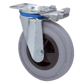 RUEDA GIRATORA PLACA MEC.DIR.10ZVMD160CP-PSB POLIAMIX-GOMA GRIS EJE BOLAS