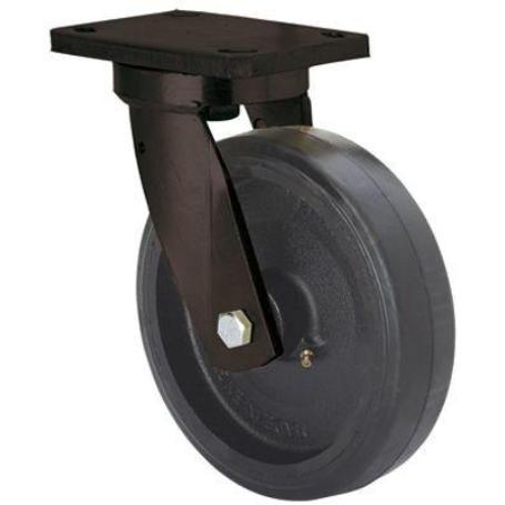 RUEDA GIRATORA PLACA(ANCHA)10HLB250A-HGB HIERRO-GOMA NEGRA NATURAL EJE BOLAS