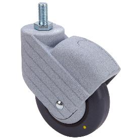 RUEDA GIRATORA ESP.ROSC.M10X20 50HPC80CP-PGIC POLIAMIX-GOMA GRIS ANTIEST.LISO