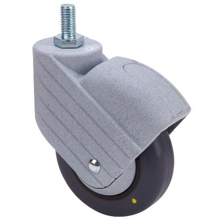 RUEDA GIRATORA ESP.ROSC.M10X20 50HPC80CP-PGIC POLIAMIX-GOMA GRIS ANTIEST.LISO