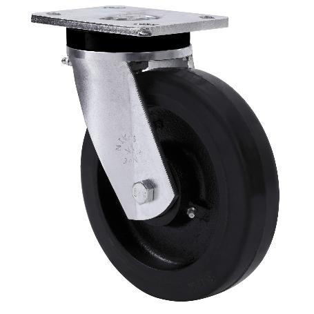 RUEDA GIRATORA PLACA 10SLR200-HGB HIERRO-GOMA NEGRA NATURAL EJE BOLAS