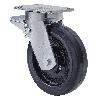RUEDA GIRATORA PLACA FRENO 10SLRFD200-HGB HIERRO-GOMA NEGRA NATURAL EJE BOLAS