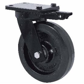 RUEDA GIRATORA PLACA MEC.DIR(ANCHA)10HLBMD250A-HGB HIERRO-GOMA NEG.NATUR.BOL.