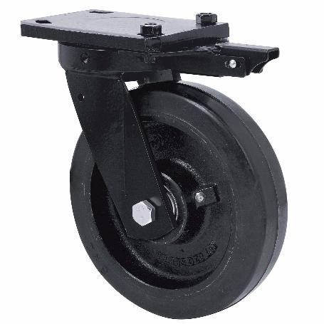 RUEDA GIRATORA PLACA MEC.DIR(ANCHA)10HLBMD250A-HGB HIERRO-GOMA NEG.NATUR.BOL.