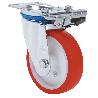 RUEDA GIRATORA PLACA MEC.DIR.10ZVMD200-PO NYLON BLANCO-POLIUR.ROJO EJE LISO