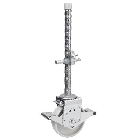 RUEDA GIRATORA ESPIGA ROSCADA M40X500 FR.50TCFD200-TN NYLON BLANCO EJE LISO