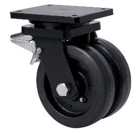 RUEDA GIRATORA PLACA FRENO 10HLGFD150-HGB HIERRO-GOMA NEGRA NATURAL(DOBLE)BOL