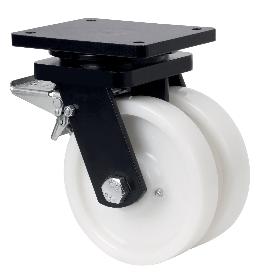 RUEDA GIRATORA PLACA FRENO 10HLGFD250-FTB NYLON BLANCO EXTRAFUERTE(DOBLE)BOL.