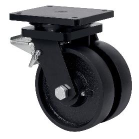 RUEDA GIRATORA PLACA FRENO 10HLGFD250-CIB HIERRO FUNDIDO(DOBLE) EJE BOLAS