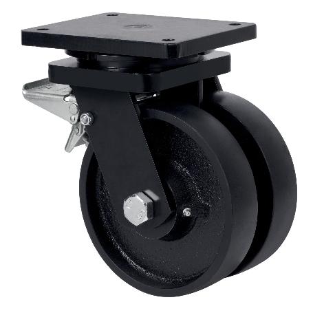 RUEDA GIRATORA PLACA FRENO 10HLGFD250-CIB HIERRO FUNDIDO(DOBLE) EJE BOLAS