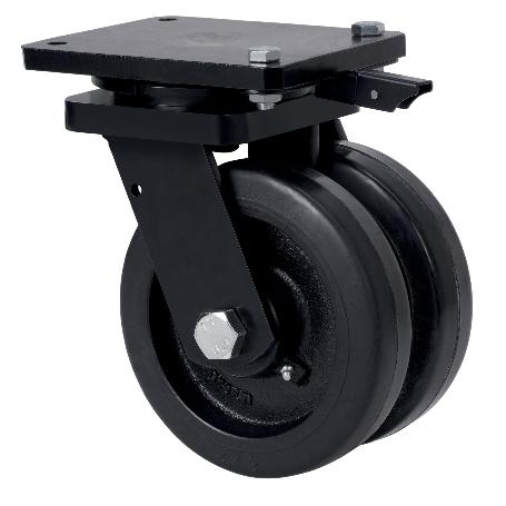 RUEDA GIRATORA PLACA MEC.DIR.10HLGMD200-HGB HIERRO-GOMA NEGRA NATUR(DOBLE)BOL