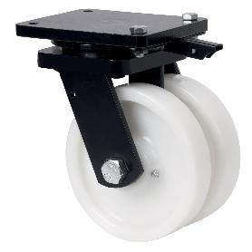 RUEDA GIRATORA PLACA MEC.DIR.10HLGMD200-FT NYLON BLANCO EXTRAFUERT(DOBLE)LISO