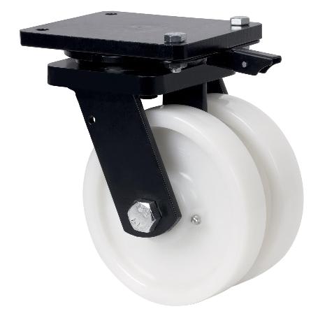 RUEDA GIRATORA PLACA MEC.DIR.10HLGMD250-FT NYLON BLANCO EXTRAFUERT(DOBLE)LISO