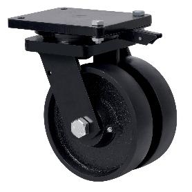 RUEDA GIRATORA PLACA MEC.DIR.10HLGMD150-CIB HIERRO FUNDIDO(DOBLE) EJE BOLAS