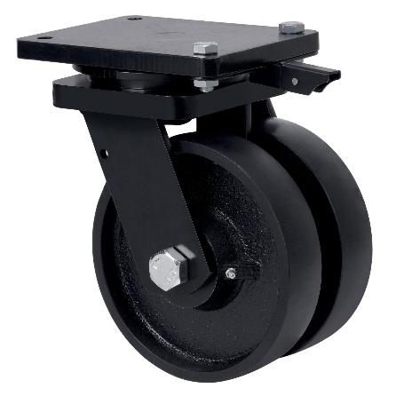 RUEDA GIRATORA PLACA MEC.DIR.10HLGMD200-CIB HIERRO FUNDIDO(DOBLE) EJE BOLAS