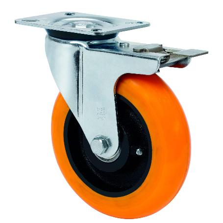 RUEDA GIRATORA PLACA FR.4MM 10ZVRFD150-HUAB HIERRO-POLIUR.NARAN.BOLAS BALONA