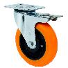 RUEDA GIRATORA PLACA FR.4MM 10ZVRFD150-HUAB HIERRO-POLIUR.NARAN.BOLAS BALONA