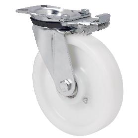 RUEDA GIRATORA PLACA MEC.DIR.4MM 10ZVRMD200-FT NYLON BLANCO EXTRAFUERTE LISO